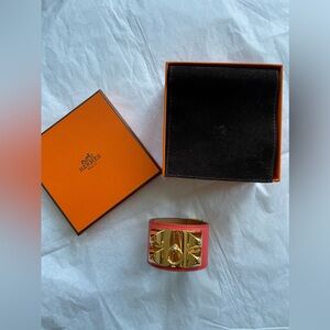 HERMES Epsom Collier De Chien CDC Bracelet S Rose Jaipur